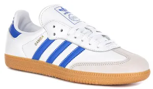 Adidas Samba OG In White Blue For Youth