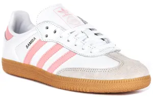 Adidas Samba OG J In White Pink for Junoirs