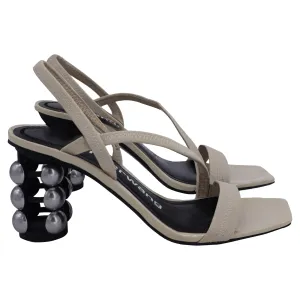 Alexander Wang Deedee Sling Back Cage Heel  Sandals in Cream White Patent Leather