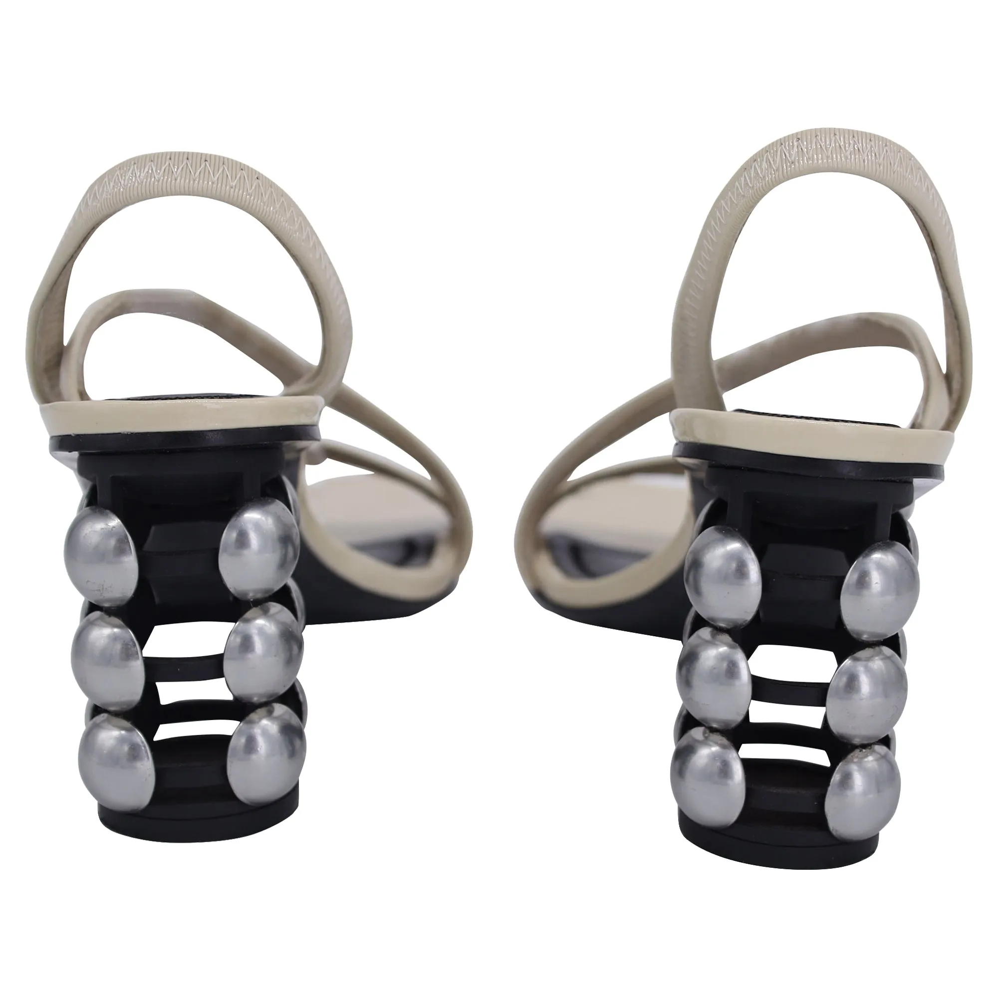Alexander Wang Deedee Sling Back Cage Heel  Sandals in Cream White Patent Leather