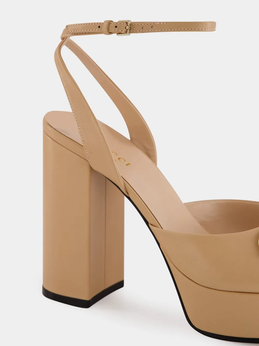 Beige Horsebit Platform Sandal