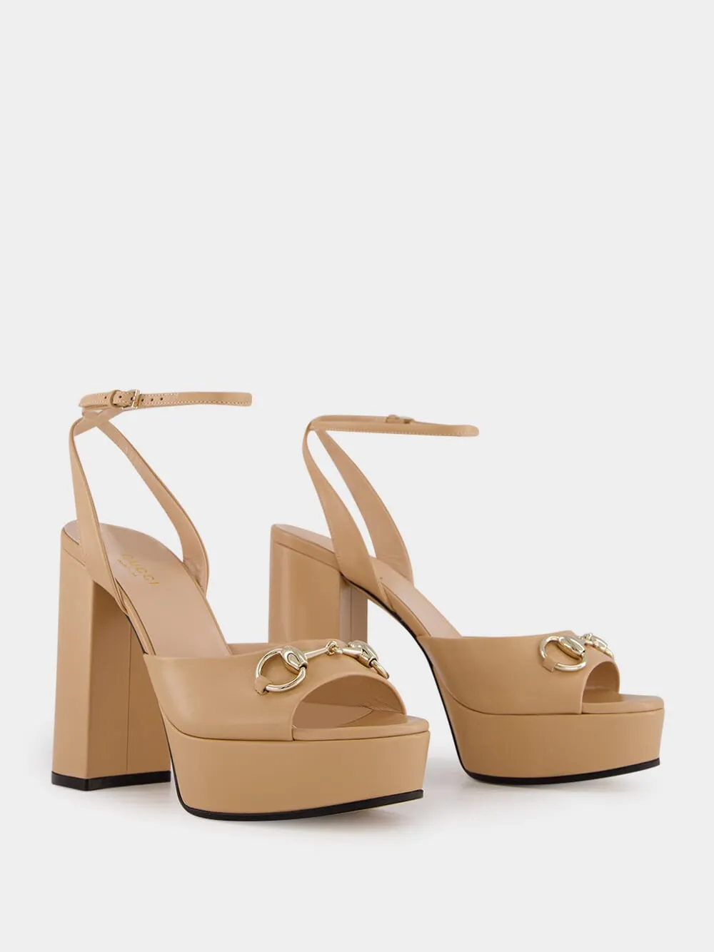 Beige Horsebit Platform Sandal