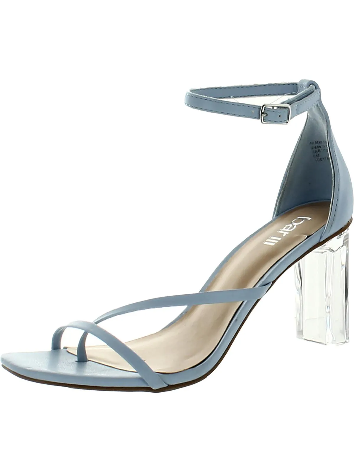 Blakkep Womens Faux Leather Ankle Strap Heels