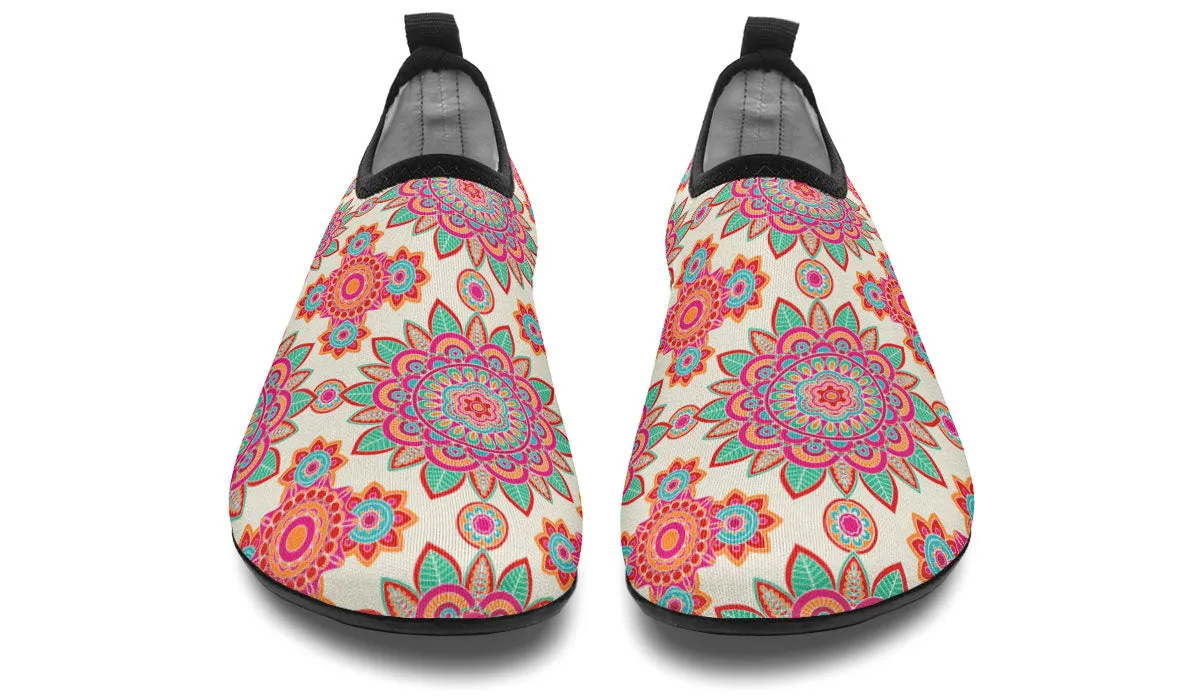Bohemian Flower Pattern Aqua Barefoot Shoes