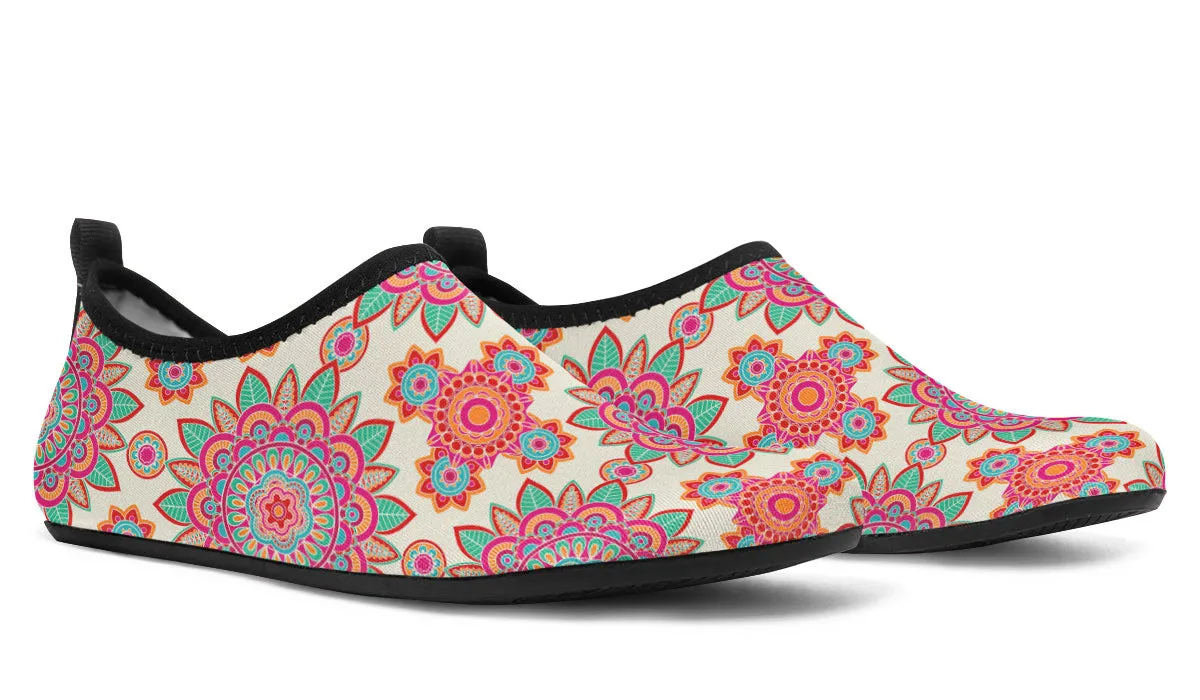 Bohemian Flower Pattern Aqua Barefoot Shoes