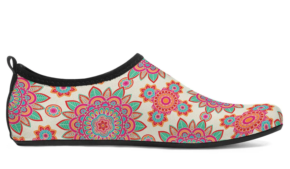 Bohemian Flower Pattern Aqua Barefoot Shoes