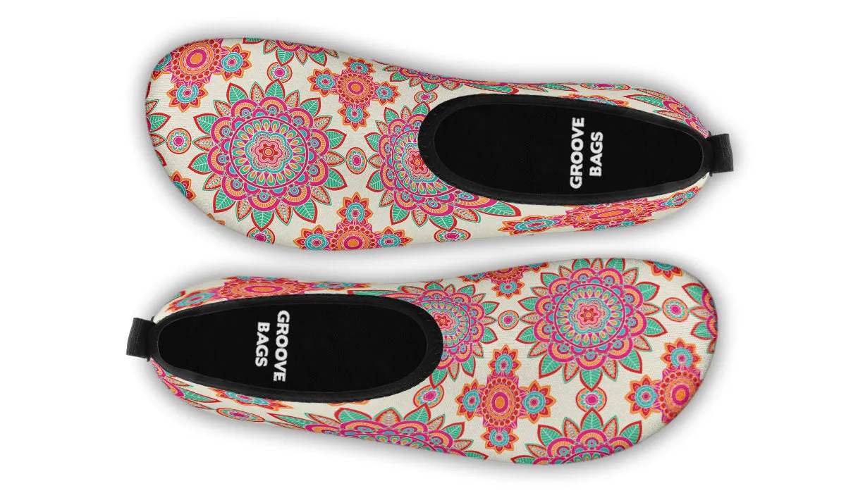 Bohemian Flower Pattern Aqua Barefoot Shoes