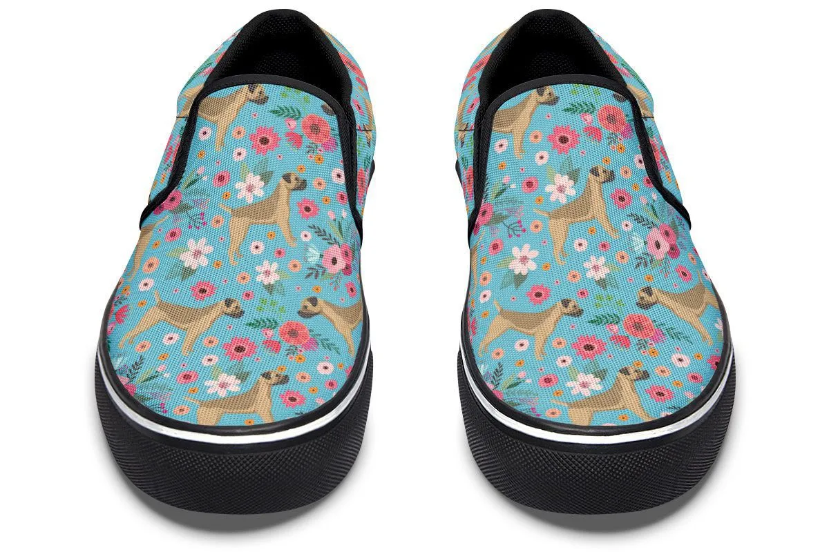 Border Terrier Flower Slip-On Shoes