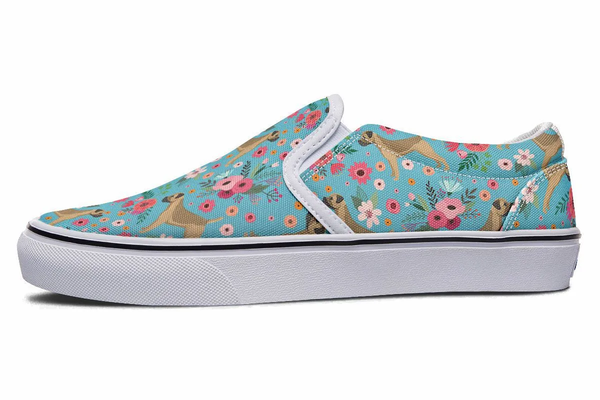 Border Terrier Flower Slip-On Shoes