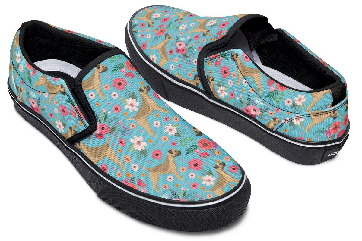 Border Terrier Flower Slip-On Shoes
