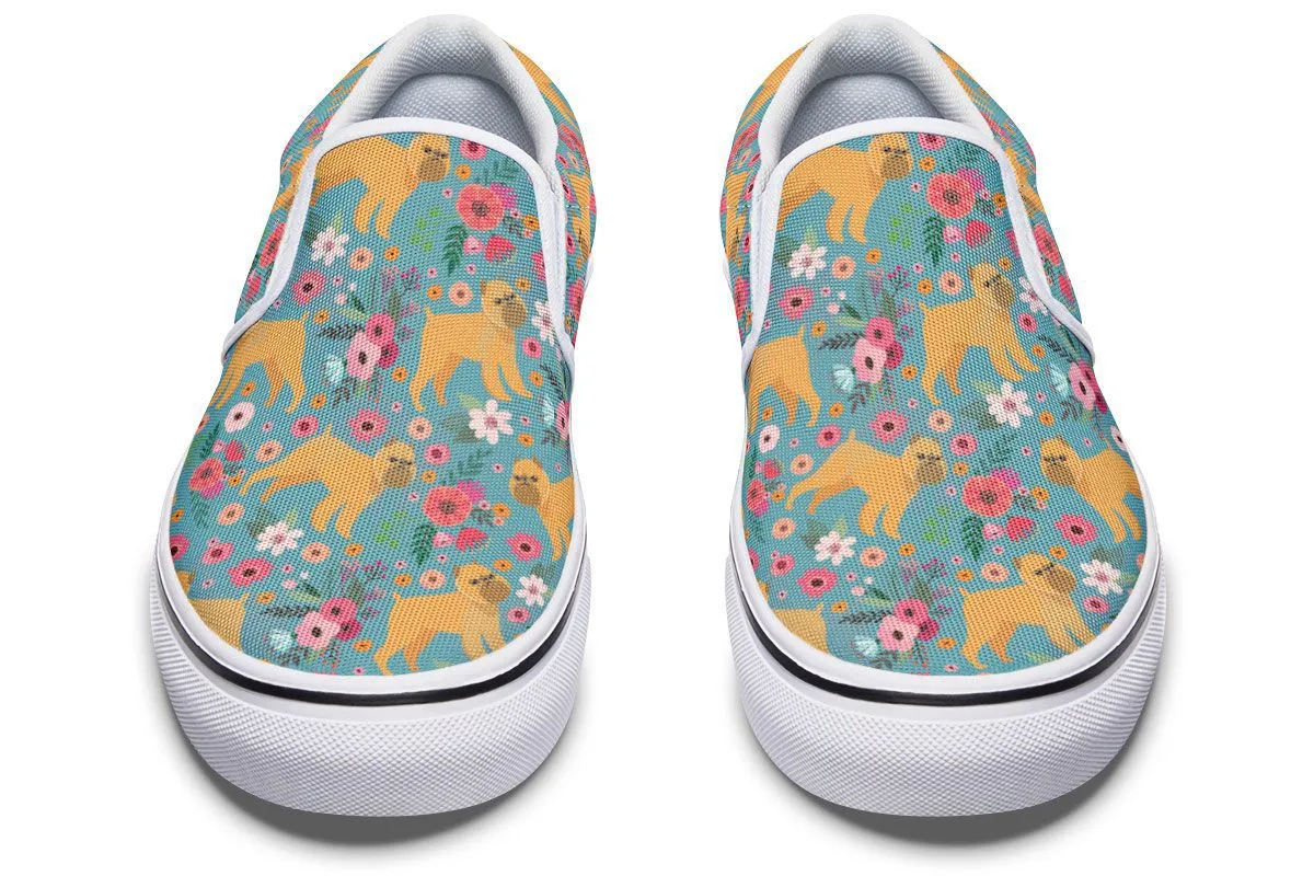 Brussels Griffon Flower Slip-On Shoes