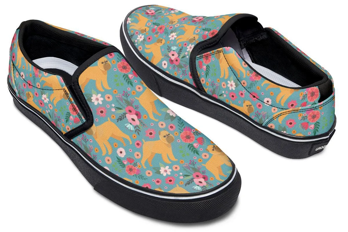 Brussels Griffon Flower Slip-On Shoes