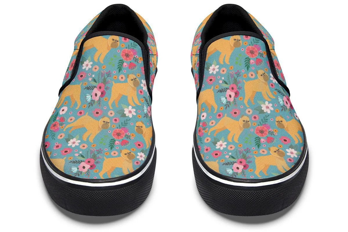 Brussels Griffon Flower Slip-On Shoes