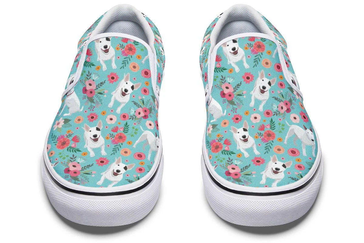 Bull Terrier Flower Slip-On Shoes