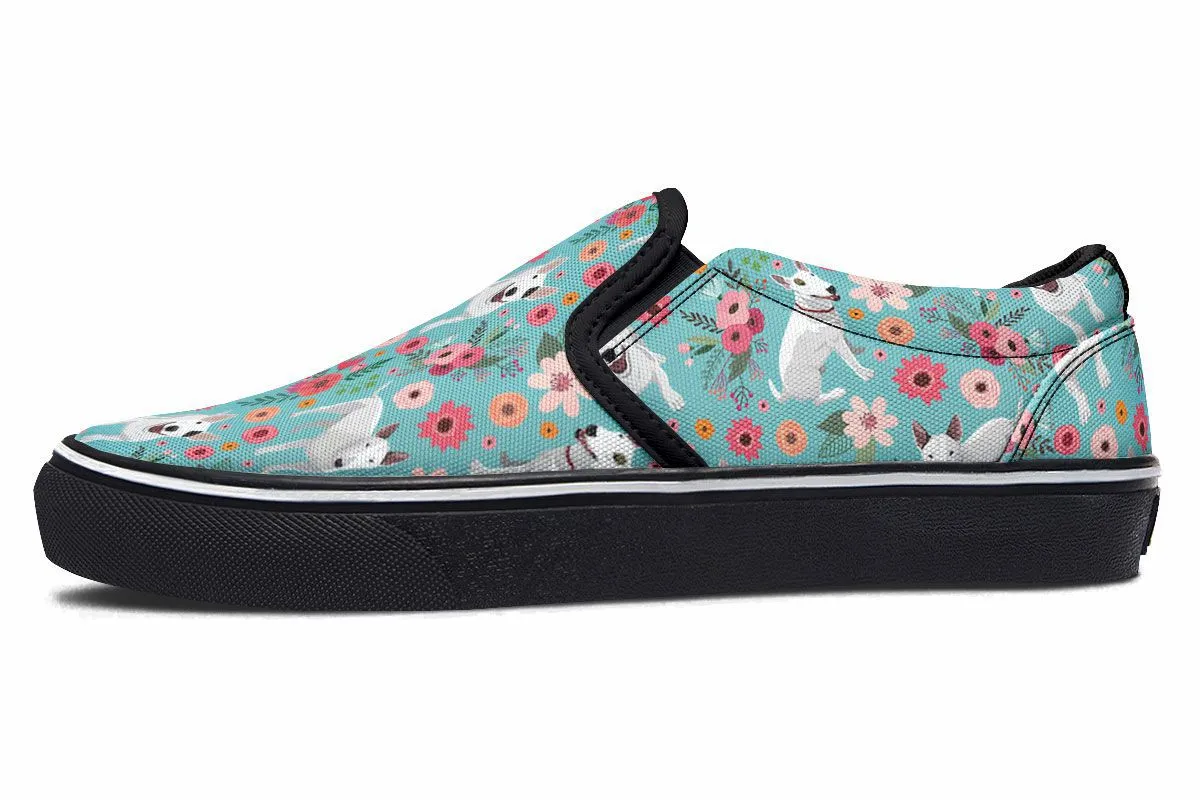 Bull Terrier Flower Slip-On Shoes