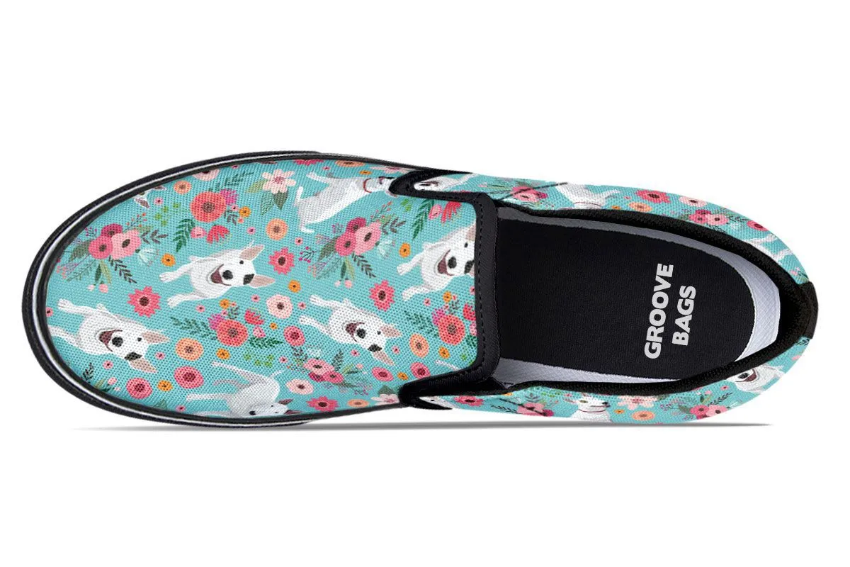 Bull Terrier Flower Slip-On Shoes