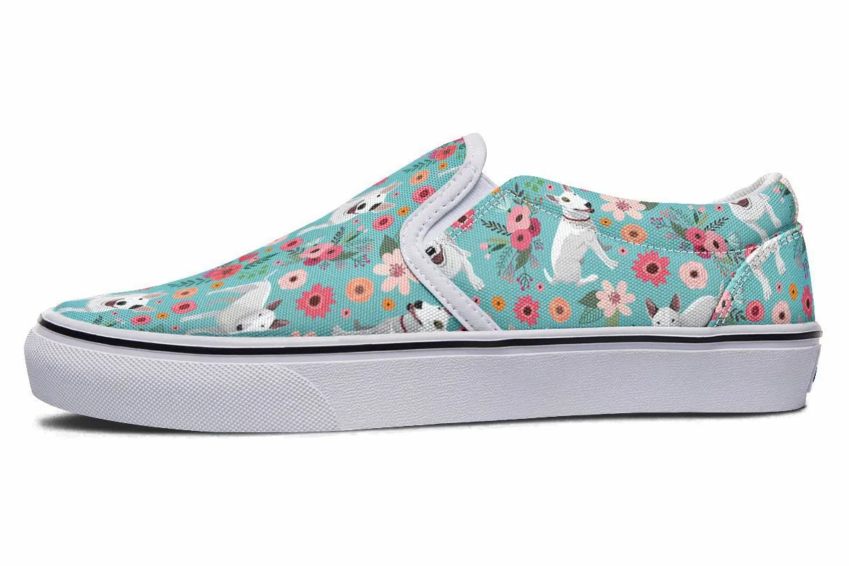 Bull Terrier Flower Slip-On Shoes