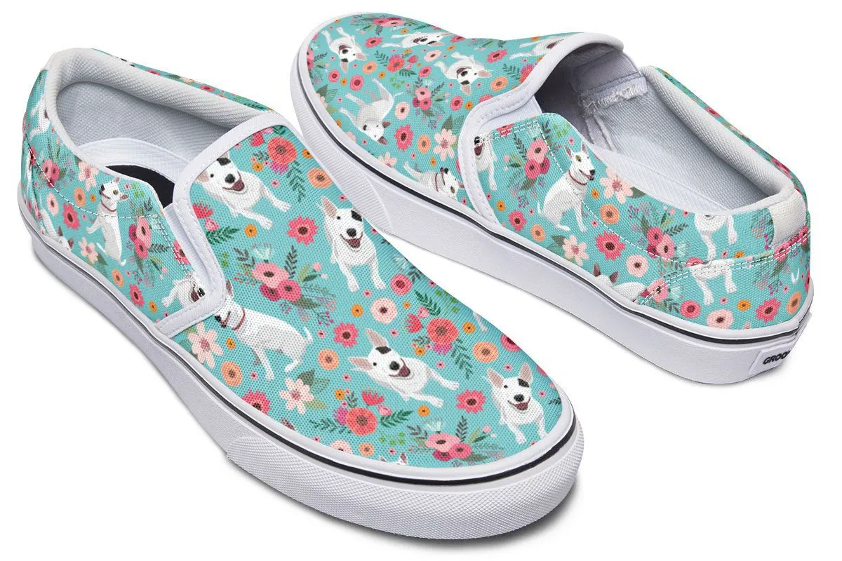 Bull Terrier Flower Slip-On Shoes