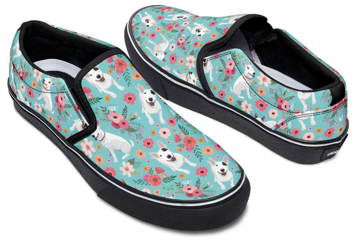 Bull Terrier Flower Slip-On Shoes
