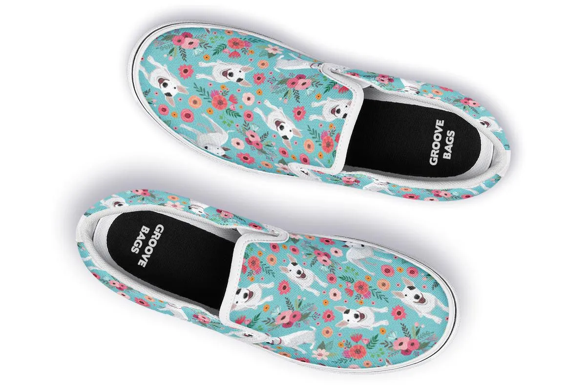 Bull Terrier Flower Slip-On Shoes