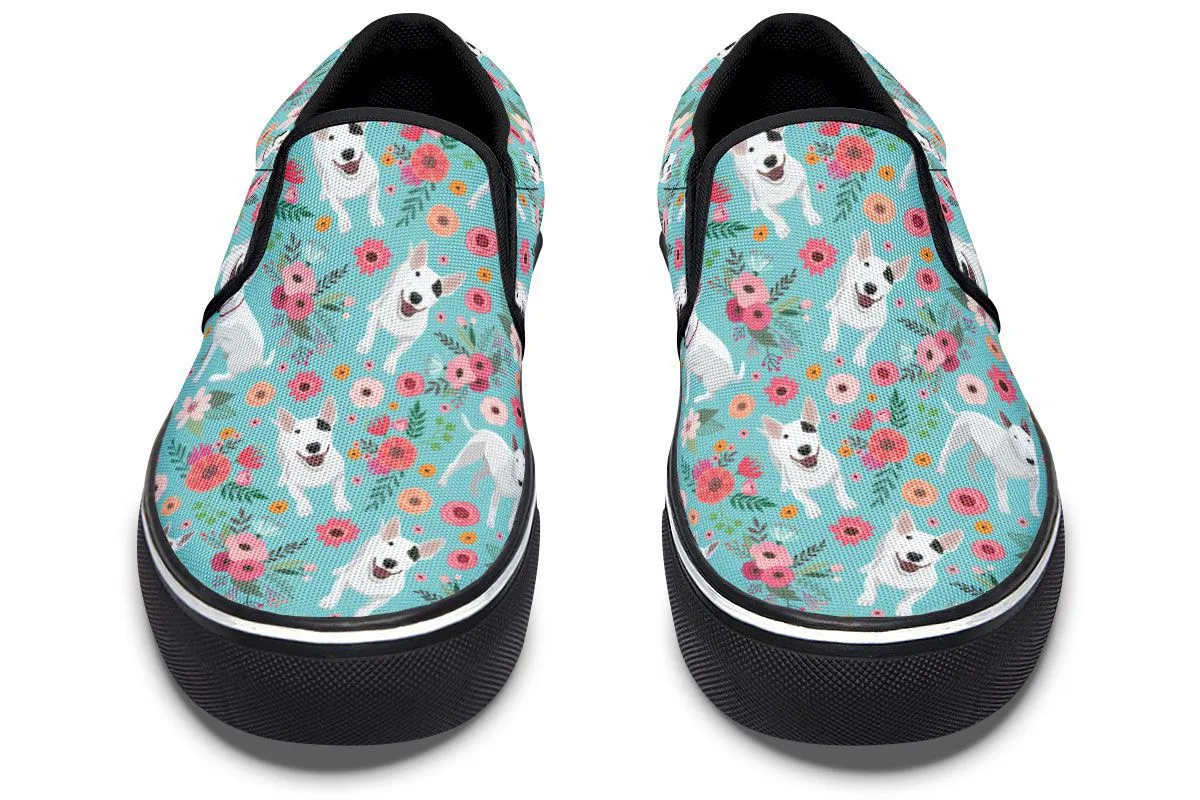 Bull Terrier Flower Slip-On Shoes