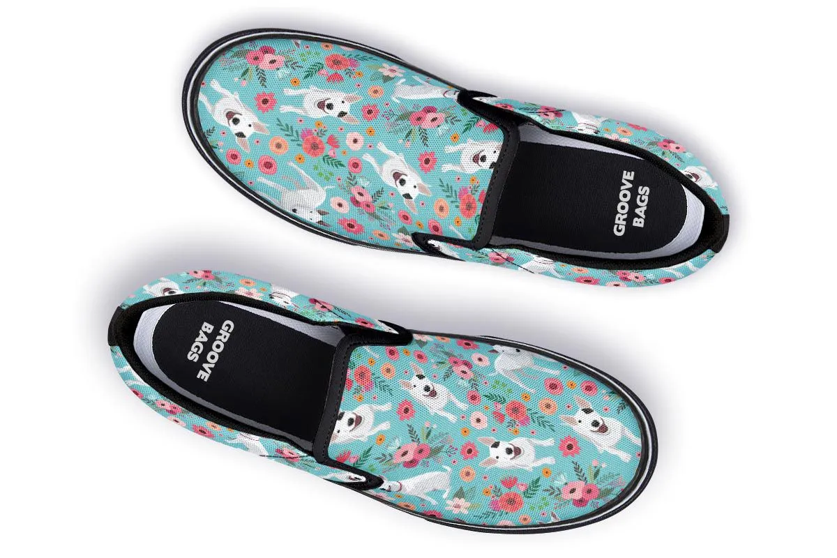 Bull Terrier Flower Slip-On Shoes