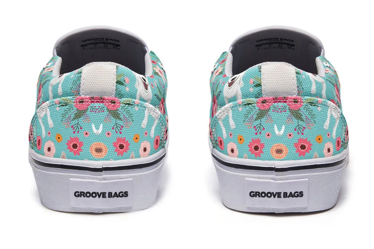 Bull Terrier Flower Slip-On Shoes