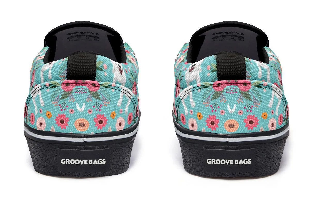 Bull Terrier Flower Slip-On Shoes