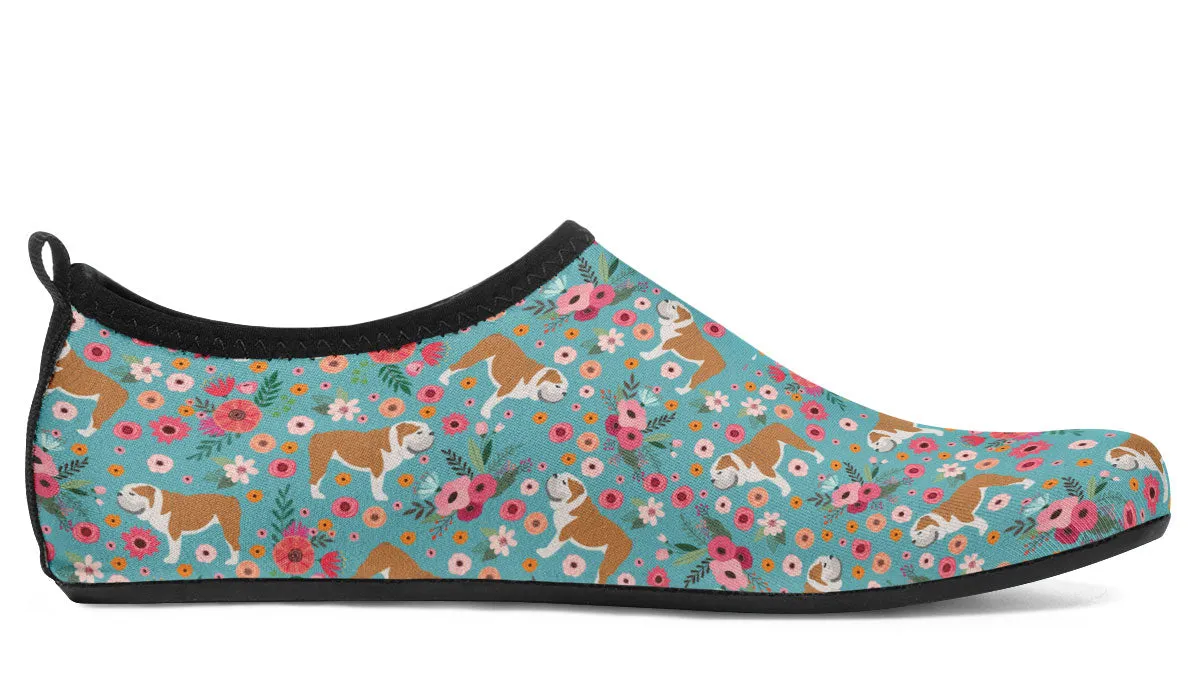 Bulldog Flower Aqua Barefoot Shoes