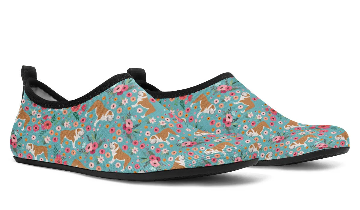 Bulldog Flower Aqua Barefoot Shoes