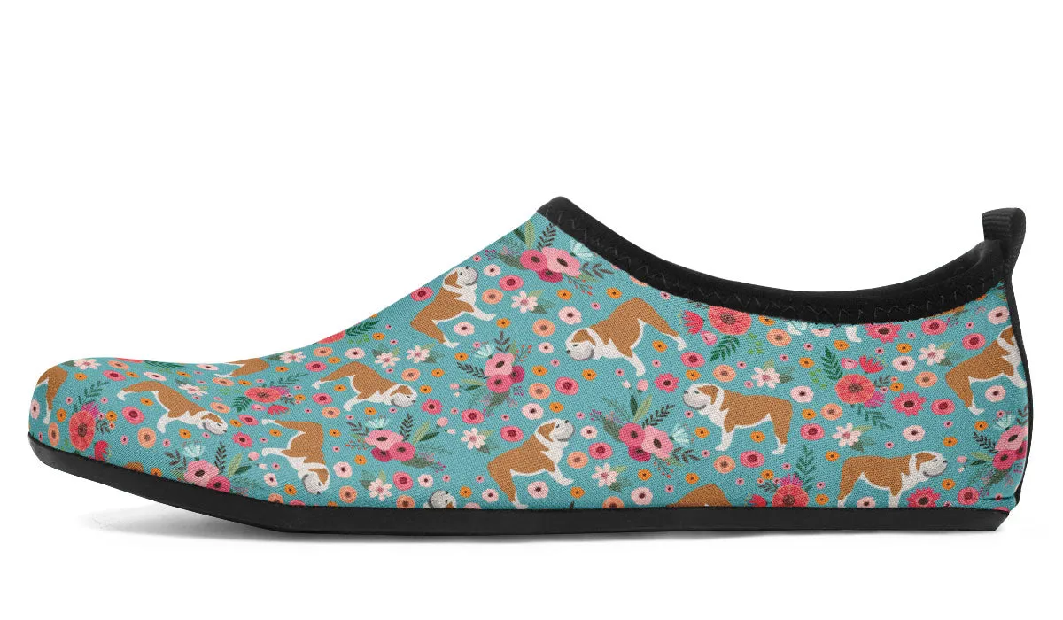 Bulldog Flower Aqua Barefoot Shoes