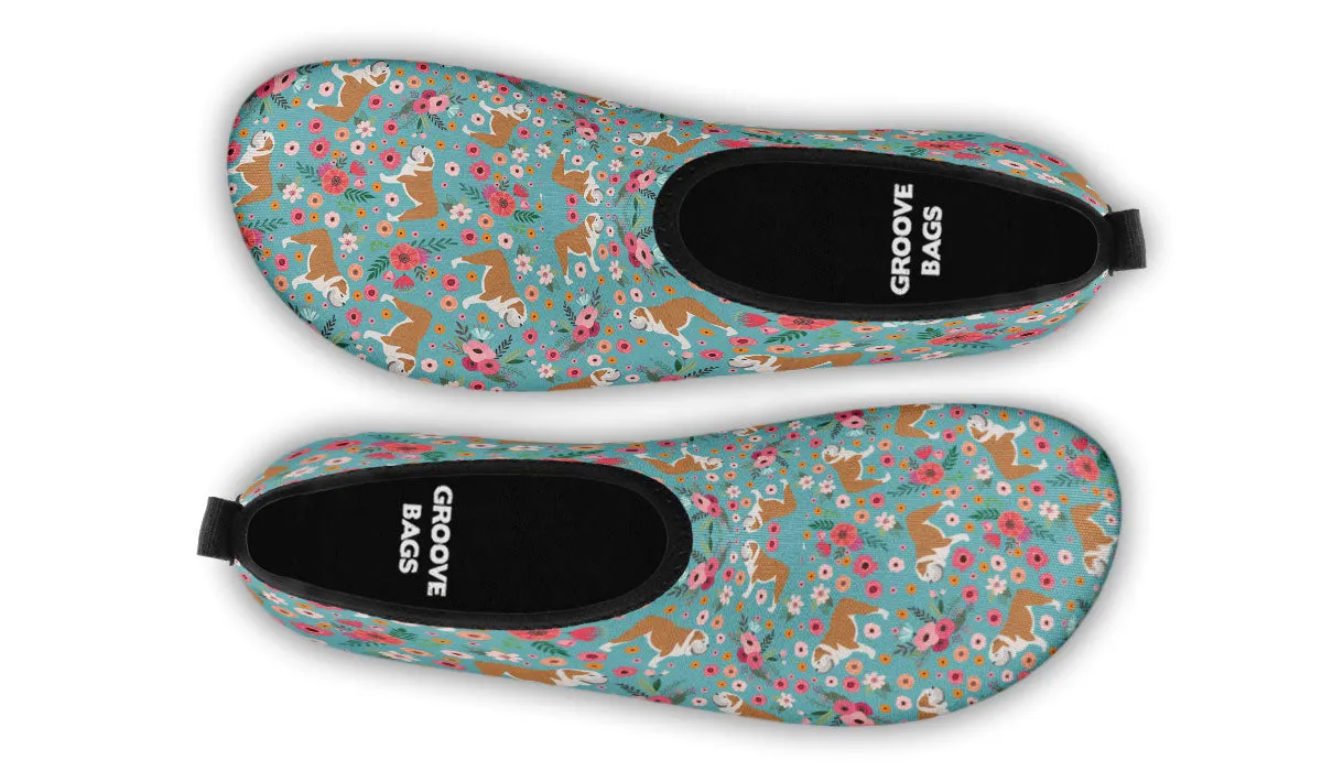 Bulldog Flower Aqua Barefoot Shoes