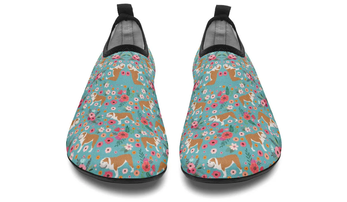 Bulldog Flower Aqua Barefoot Shoes