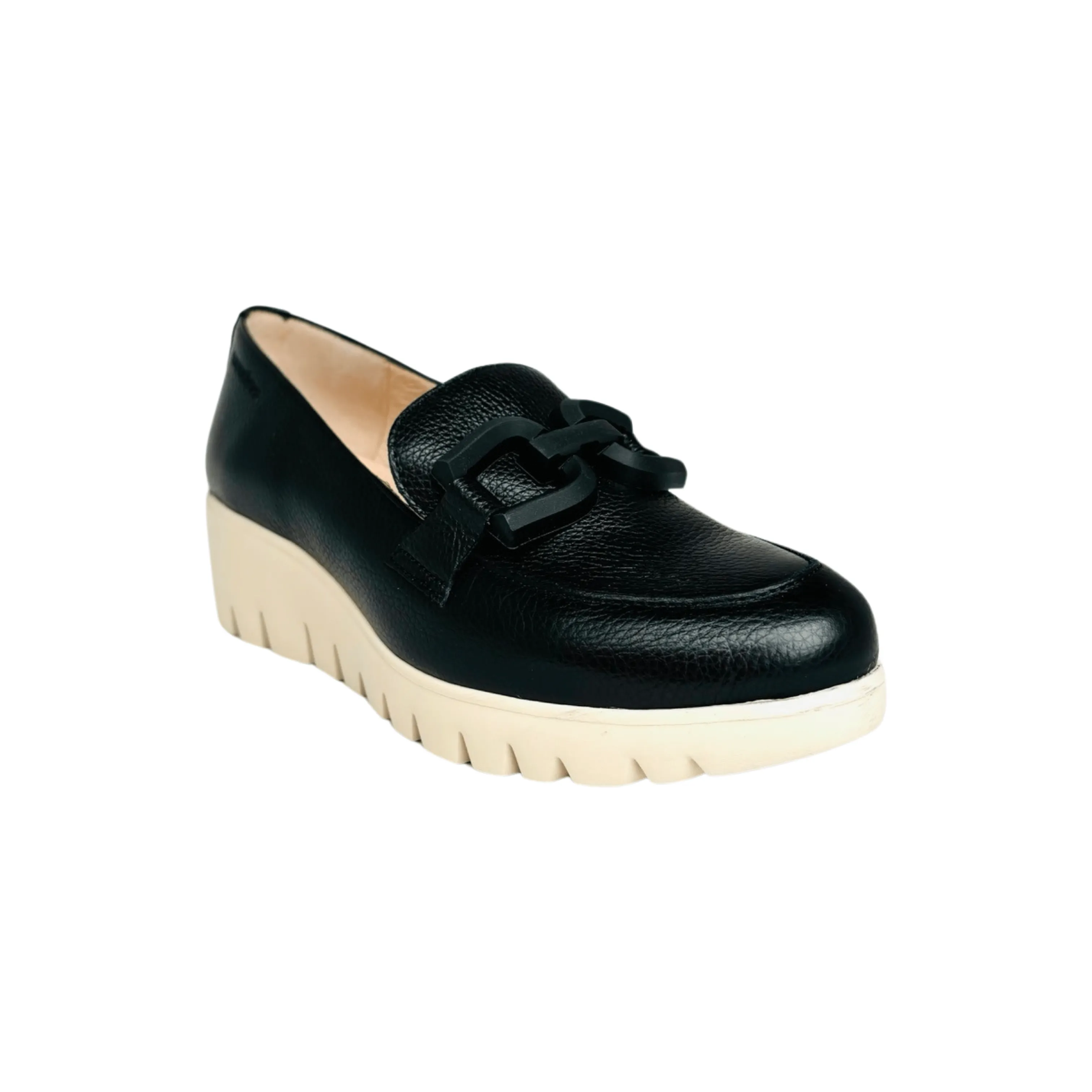 C33311 Black Leather Platform Loafer