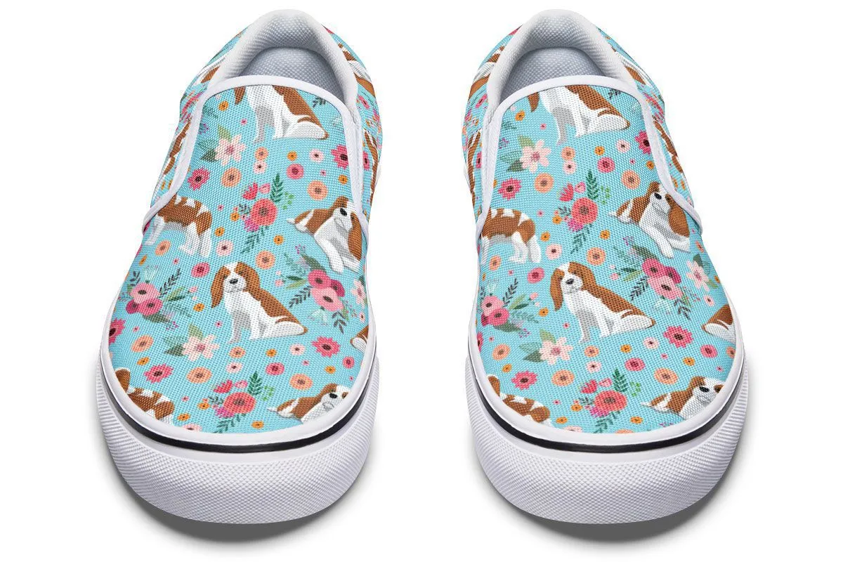 Cavalier King Charles Flower Slip-On Shoes