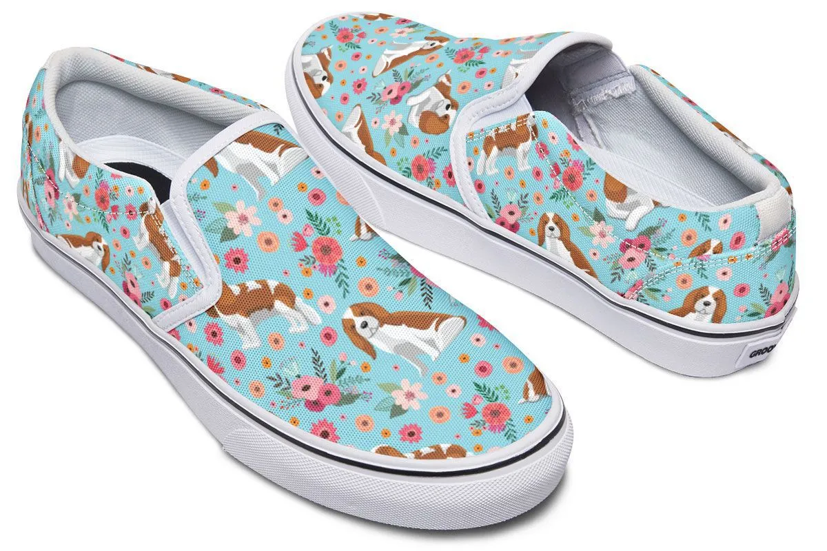 Cavalier King Charles Flower Slip-On Shoes