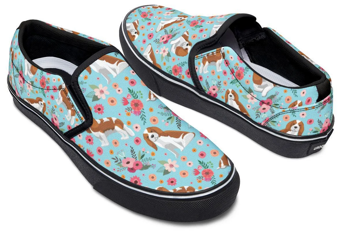 Cavalier King Charles Flower Slip-On Shoes