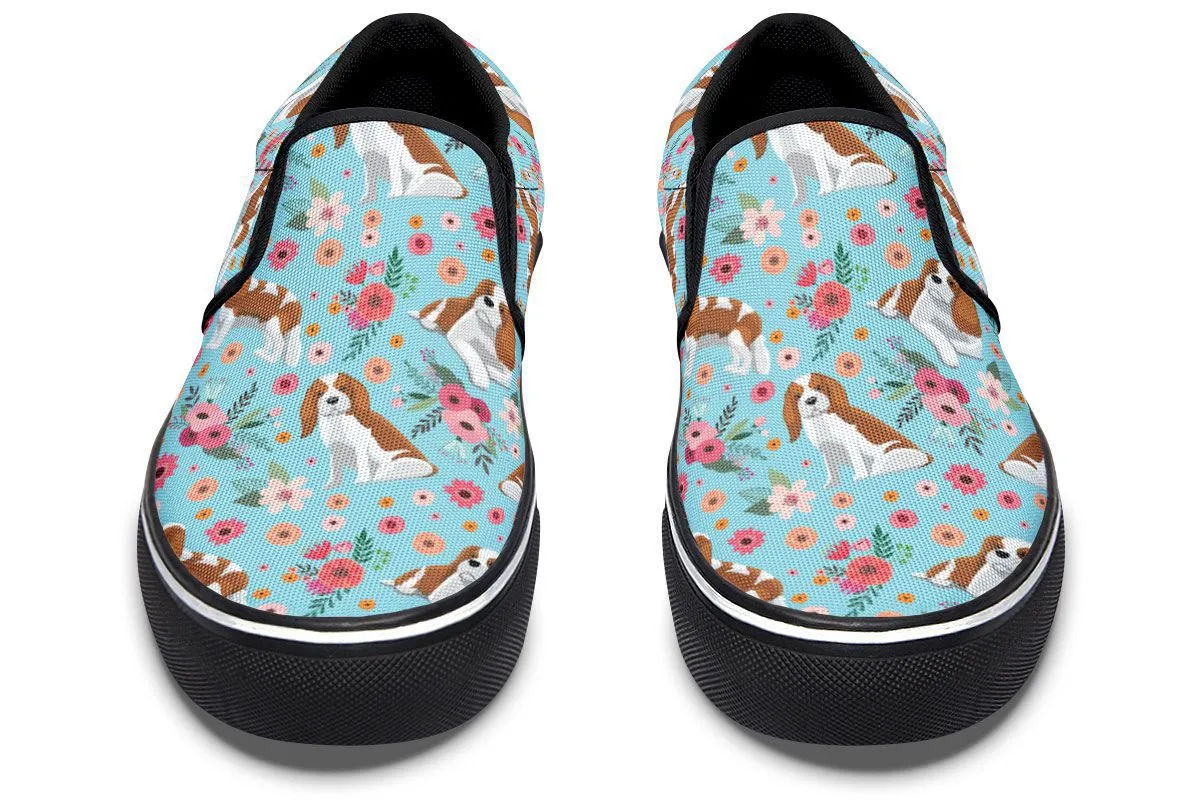 Cavalier King Charles Flower Slip-On Shoes