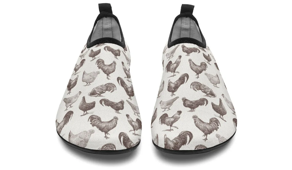 Chicken Clucks Aqua Barefoot Shoes