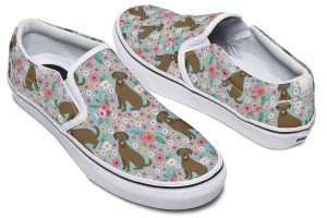 Chocolate Labrador Flower Slip-On Shoes