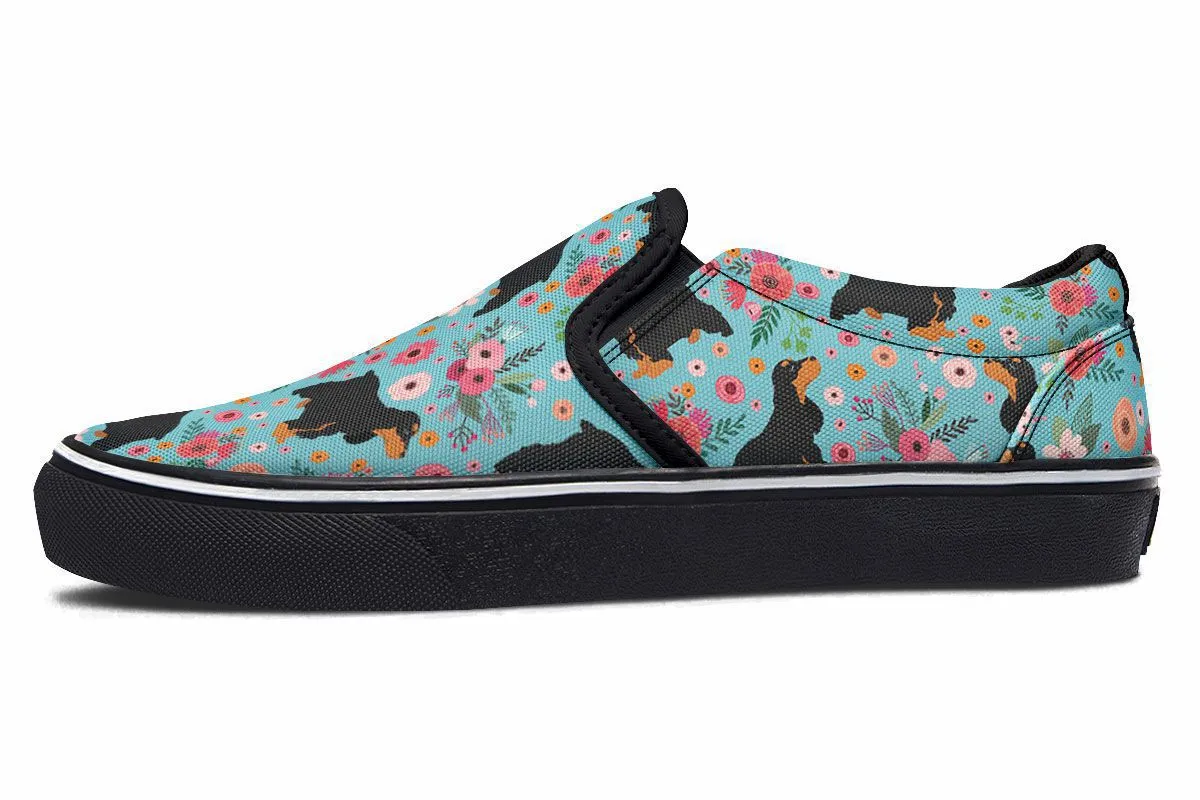 Cocker Spaniel Flower Slip-On Shoes