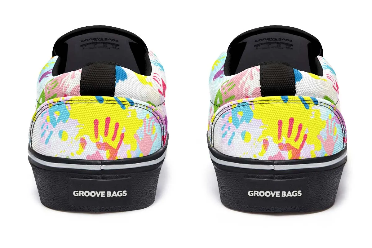 Colorful Handprint Slip-On Shoes
