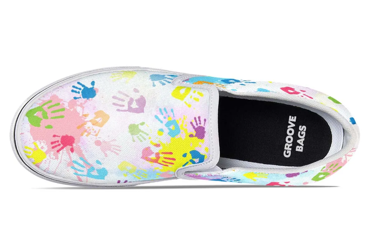 Colorful Handprint Slip-On Shoes
