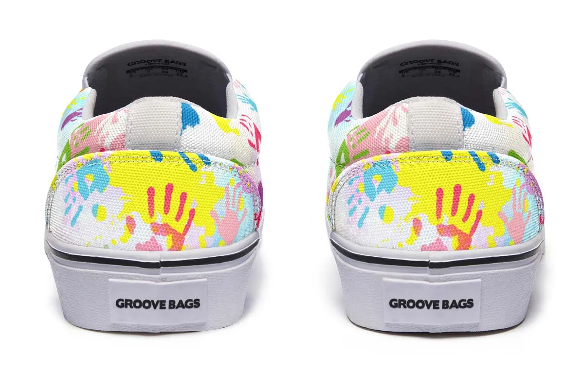 Colorful Handprint Slip-On Shoes