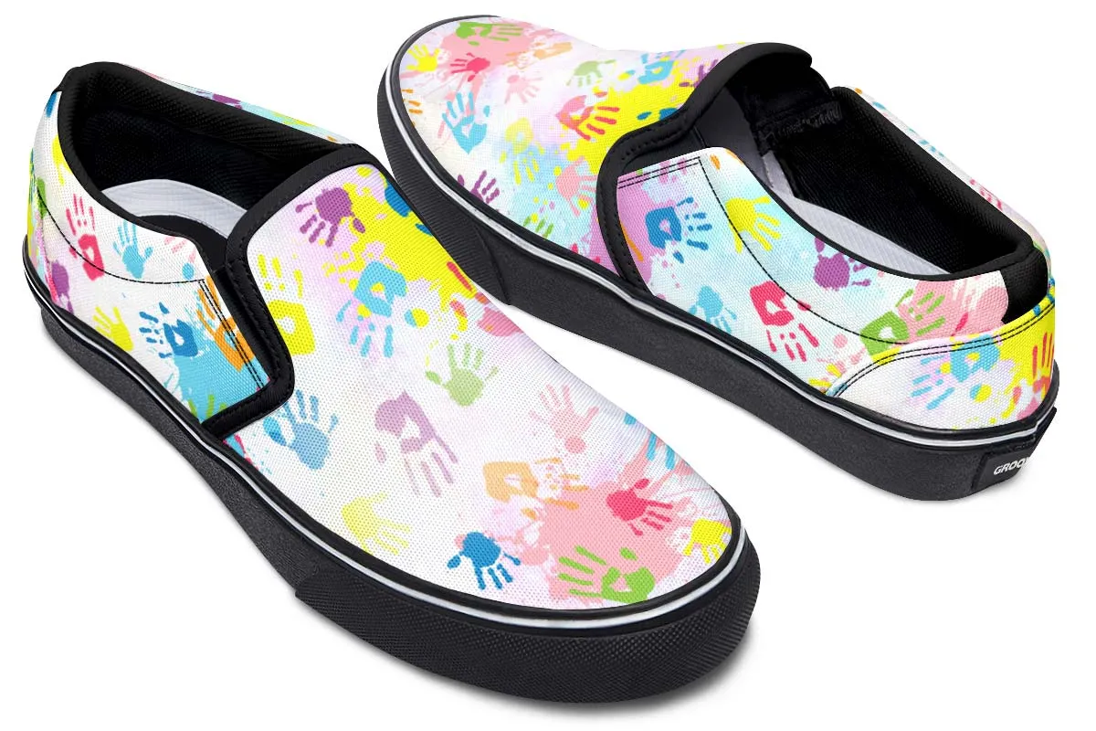 Colorful Handprint Slip-On Shoes