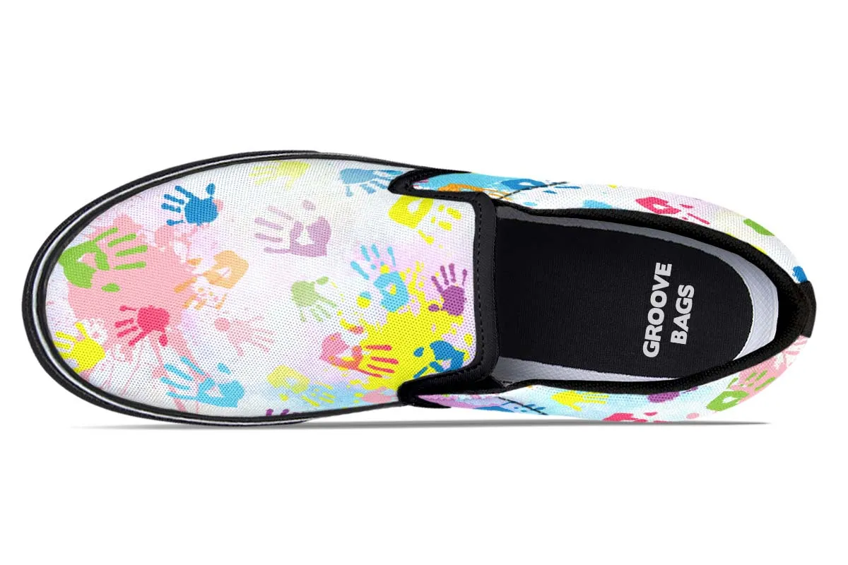 Colorful Handprint Slip-On Shoes