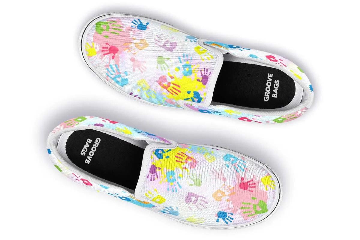 Colorful Handprint Slip-On Shoes