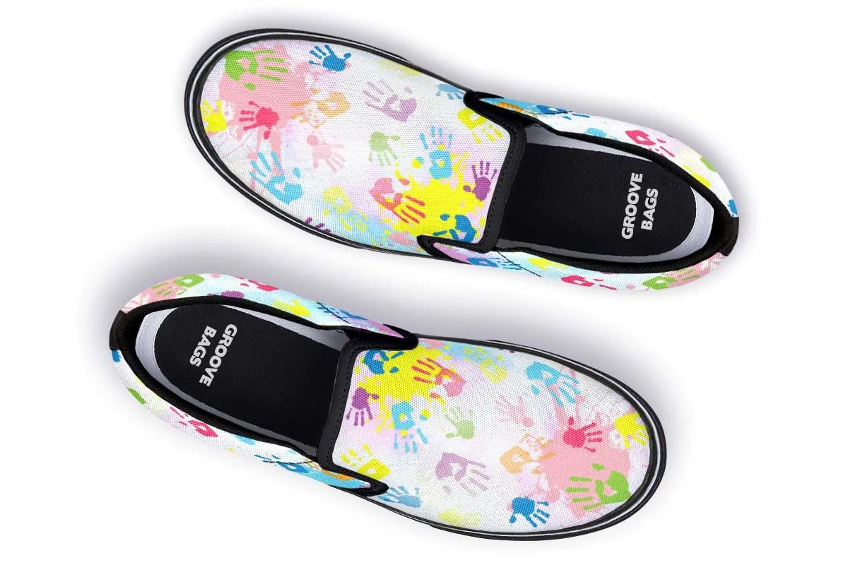 Colorful Handprint Slip-On Shoes