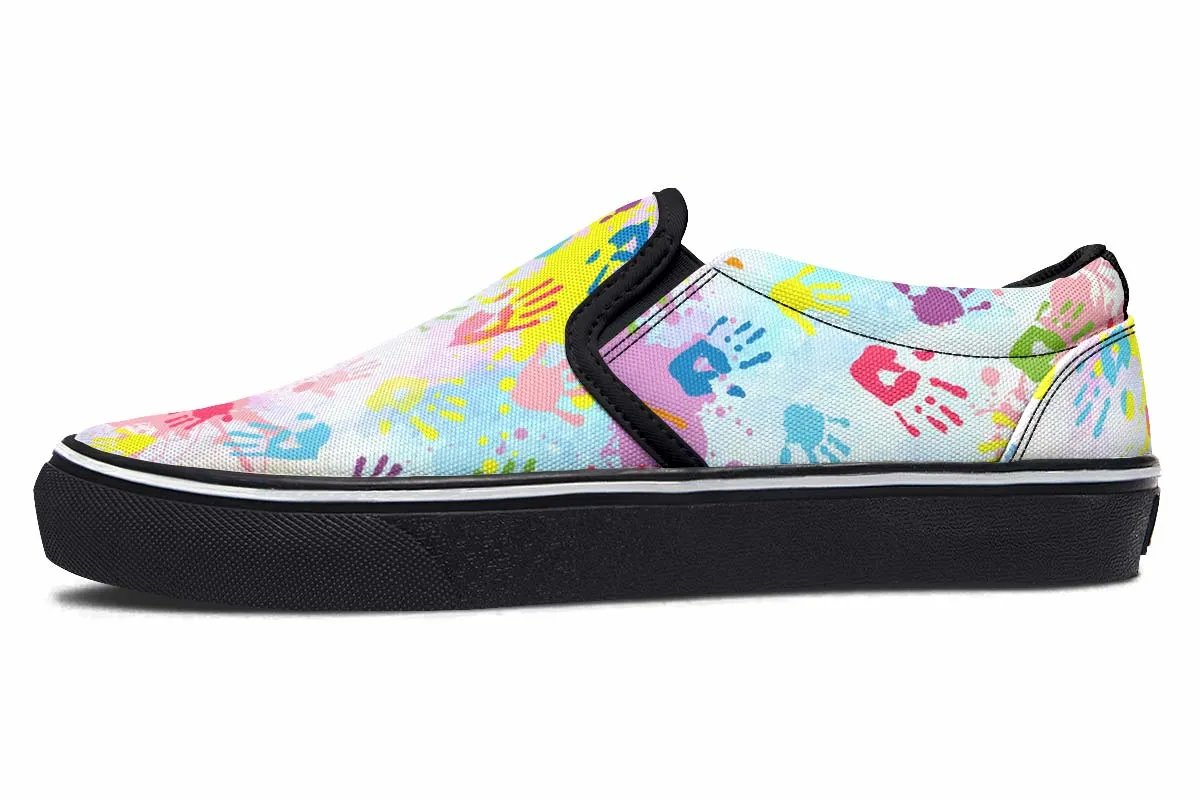 Colorful Handprint Slip-On Shoes