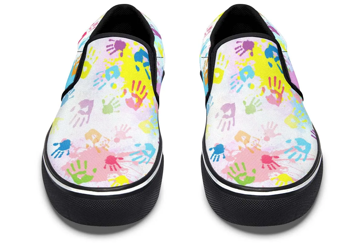 Colorful Handprint Slip-On Shoes